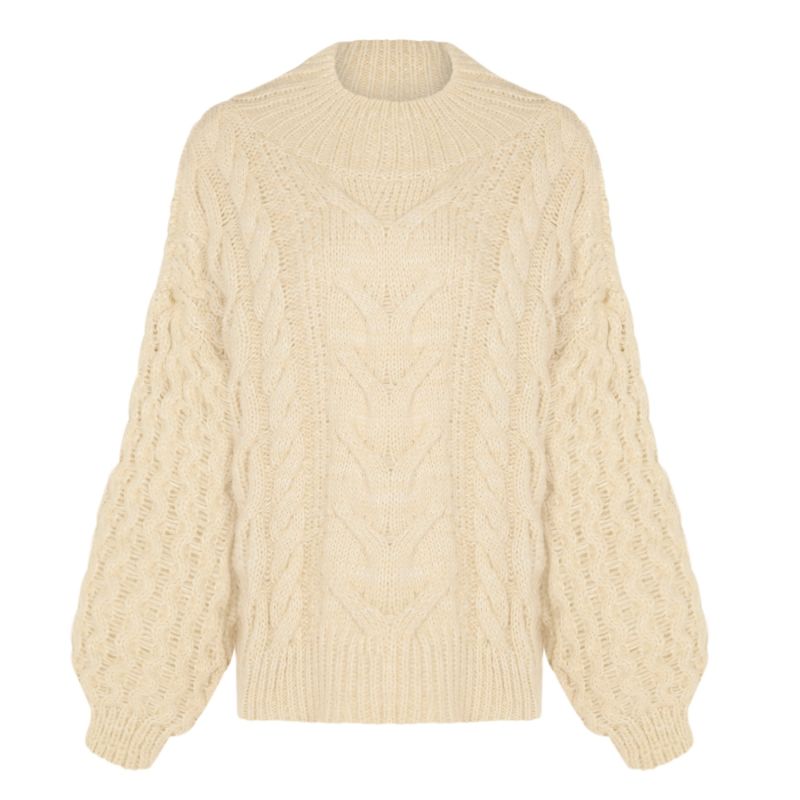 Bella Cable Balloon Sleeve Jumper - Biscuit image