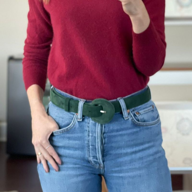 Suede Half Moon Buckle Belt - Green image