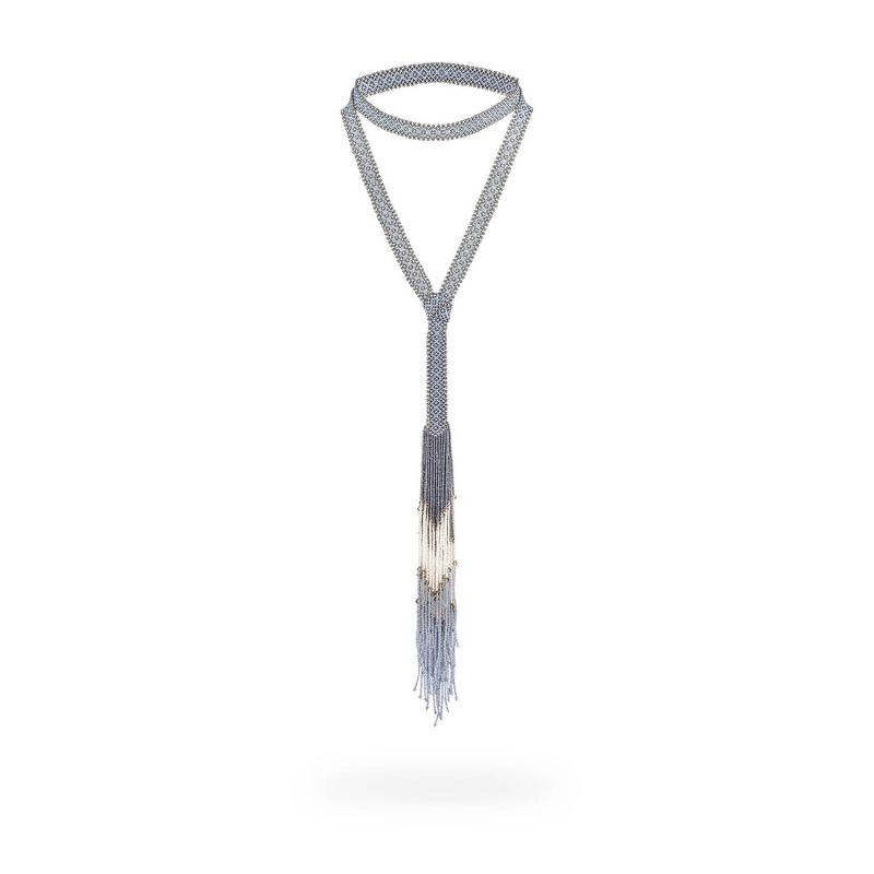 Cintilla Long Necklace - Grey Metallic, Pearl Grey & Silver image