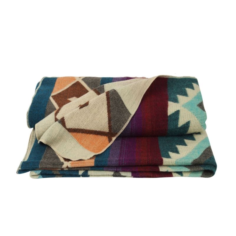 Plaid/Throw Native Turquoise Alpaca Wool - Blue image