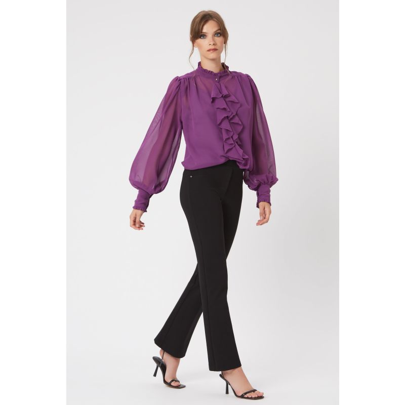 Chiffon Ruffle Shirt - Purple image