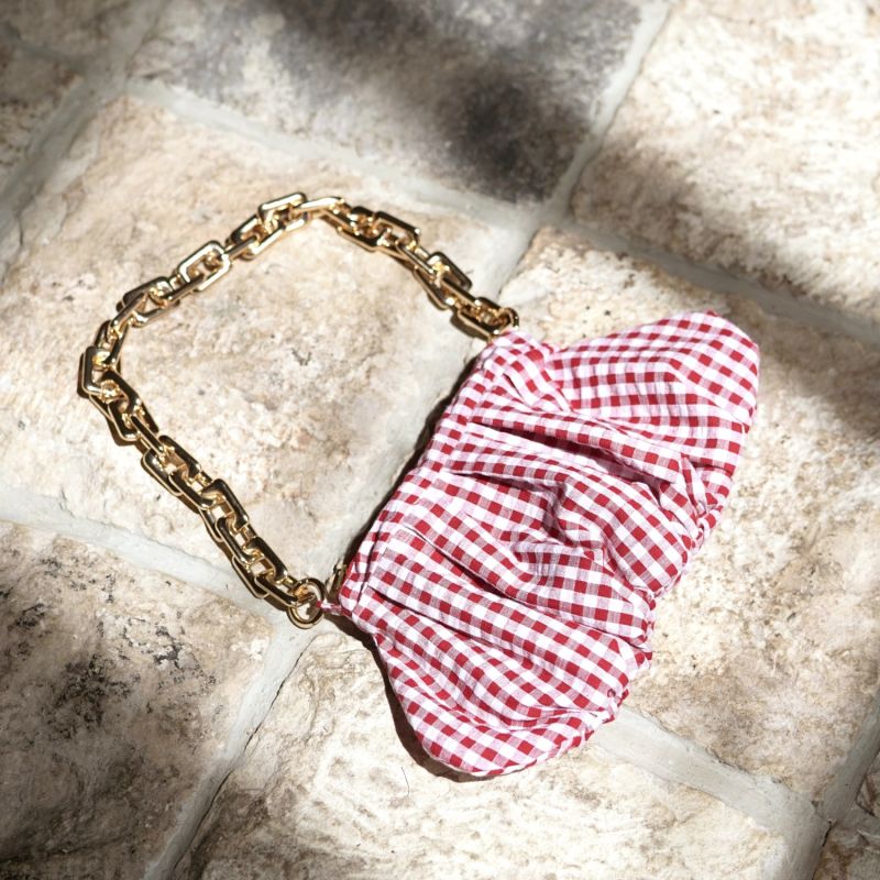 Awan Ruffle Bag, In Red Gingham image