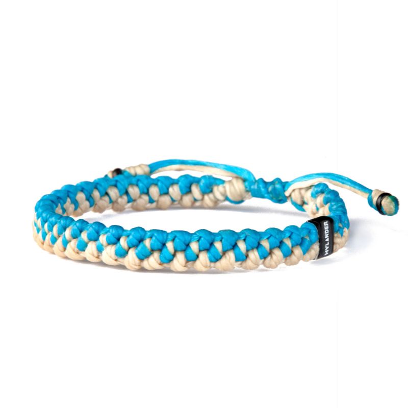 Ecru & Blue Twined Nautical Rope & Stainless Steel Bracelet - Multicolour image