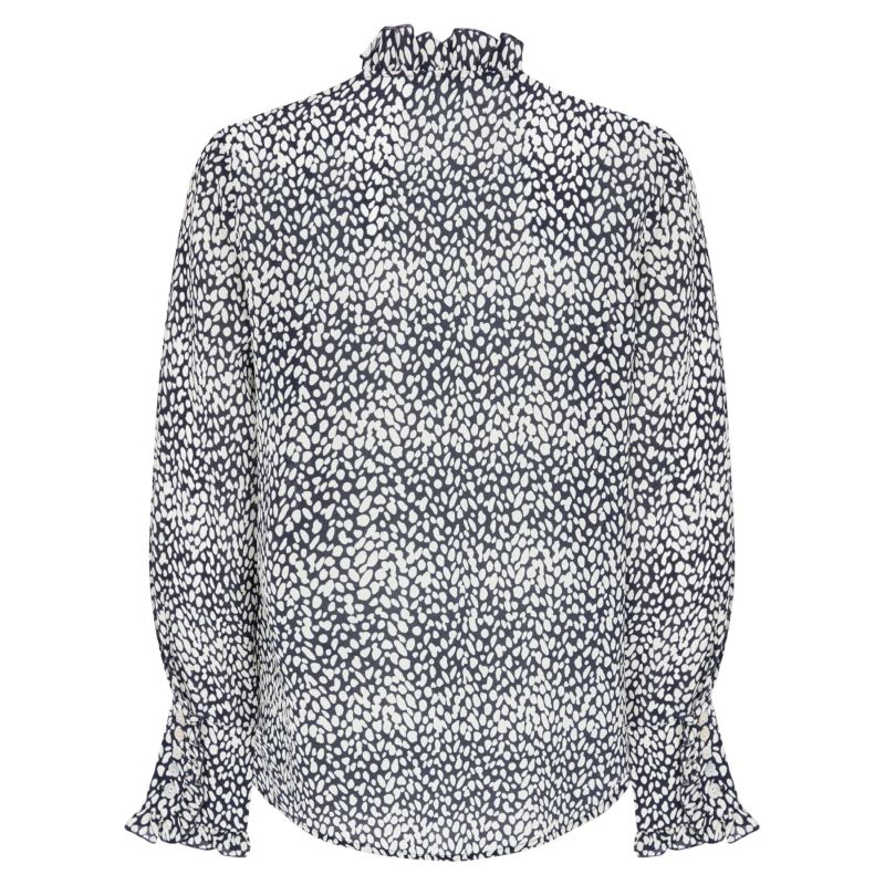 Silk Top Navy & White Abstract Print Guinea Wolf & Badger