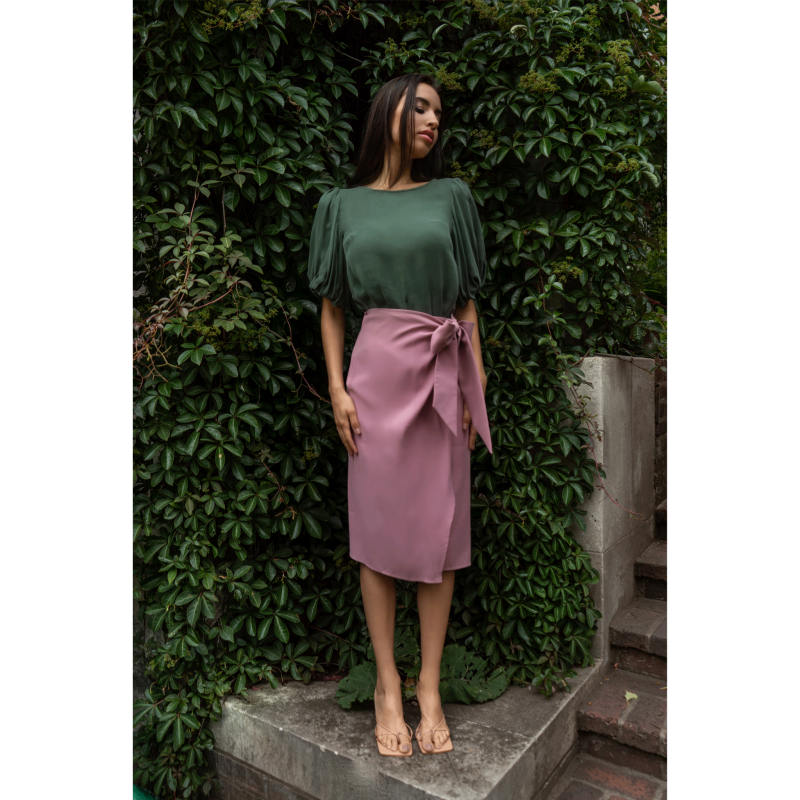 Bow Tie Wrap Skirt (Pink & Purple) image