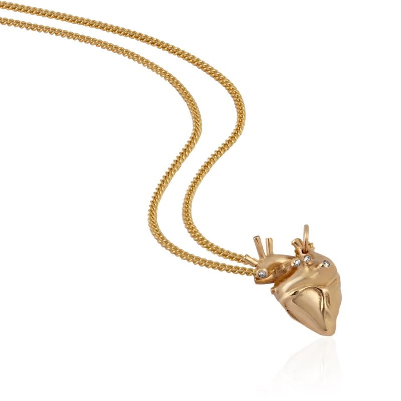 Small Heart Pendant Gold With Diamonds image