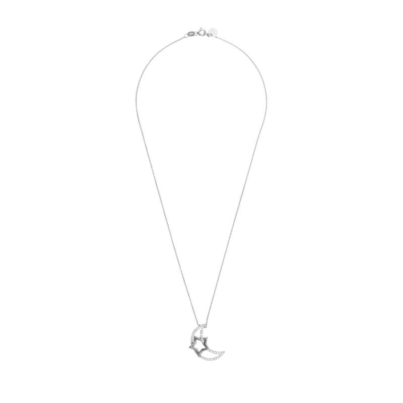 Crescent Moon & Star Pendant Necklace Silver | LATELITA | Wolf & Badger