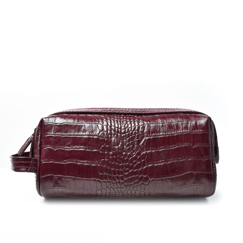 Leather Cosmetic Purse Bag Burgundy image