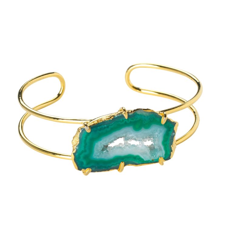 Green Gemstone Summer Love Cuff Bracelet Horizontal image