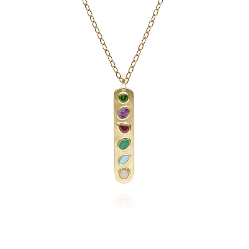 Coded Whispers 'Dare To' Acrostic Gemstone Gold Plated Sterling Silver Pendant image