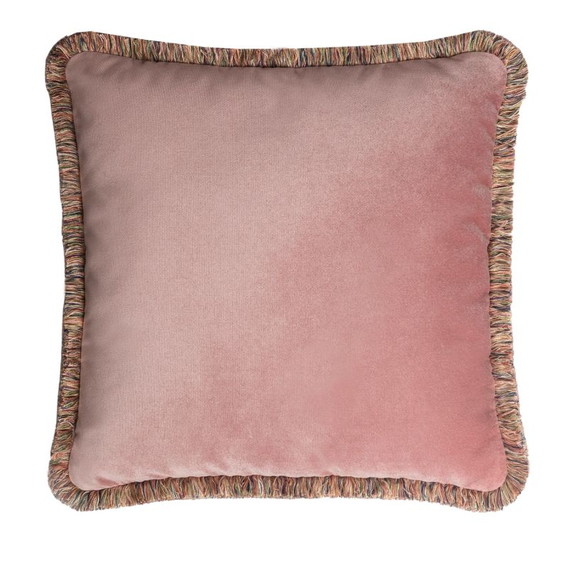 Happy Pillow Velvet Pink With Pink Multicolour Fringes image