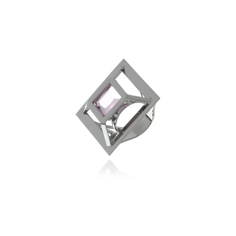 Silver Pink Square Ring image