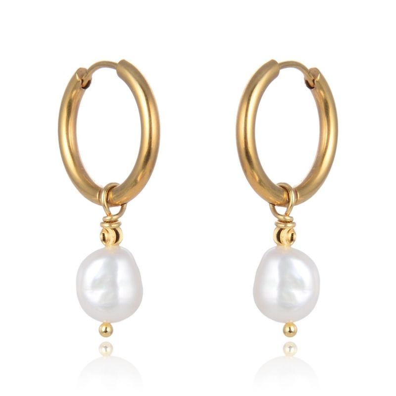 Fancy Hoop Pearl Earrings image