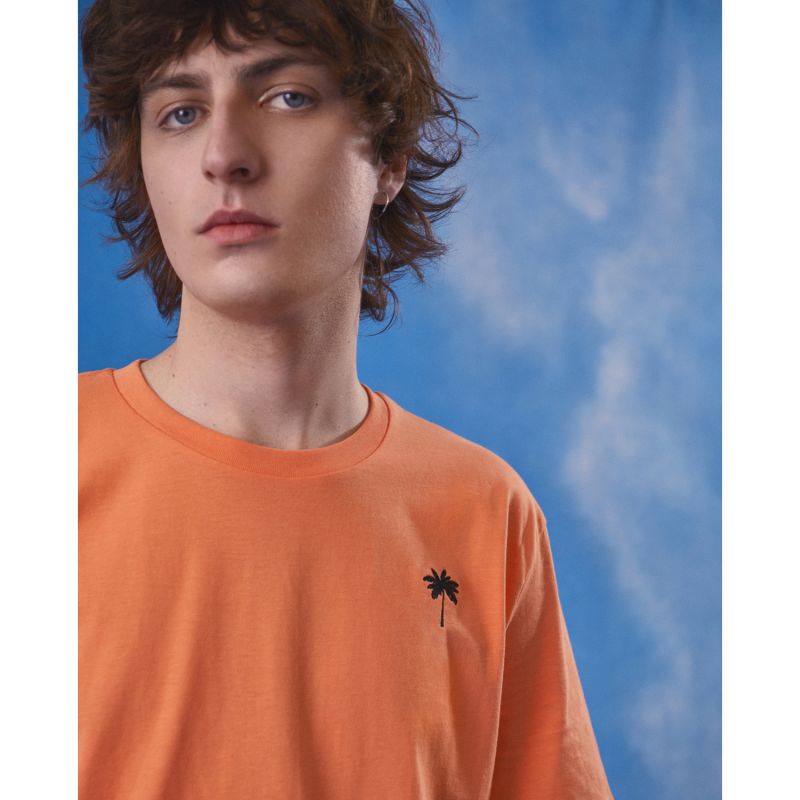 Palm Tree Embroidered T-Shirt Orange Men image