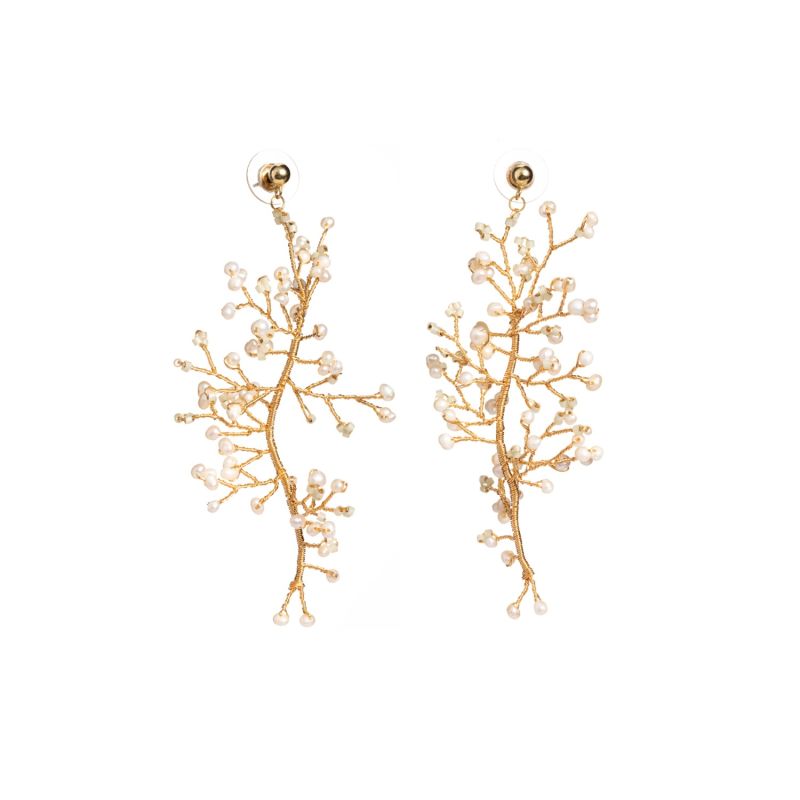 Soft Rime Freshwater Pearl-Embellished Branch Drop Earrings image