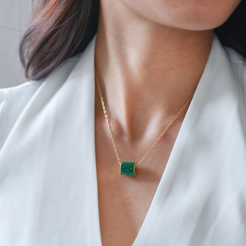 Everyday Single Bead Necklace - Emerald image