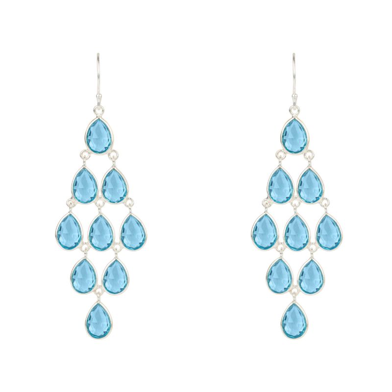 Erviola Gemstone Cascade Earrings Silver Blue Topaz Hydro image