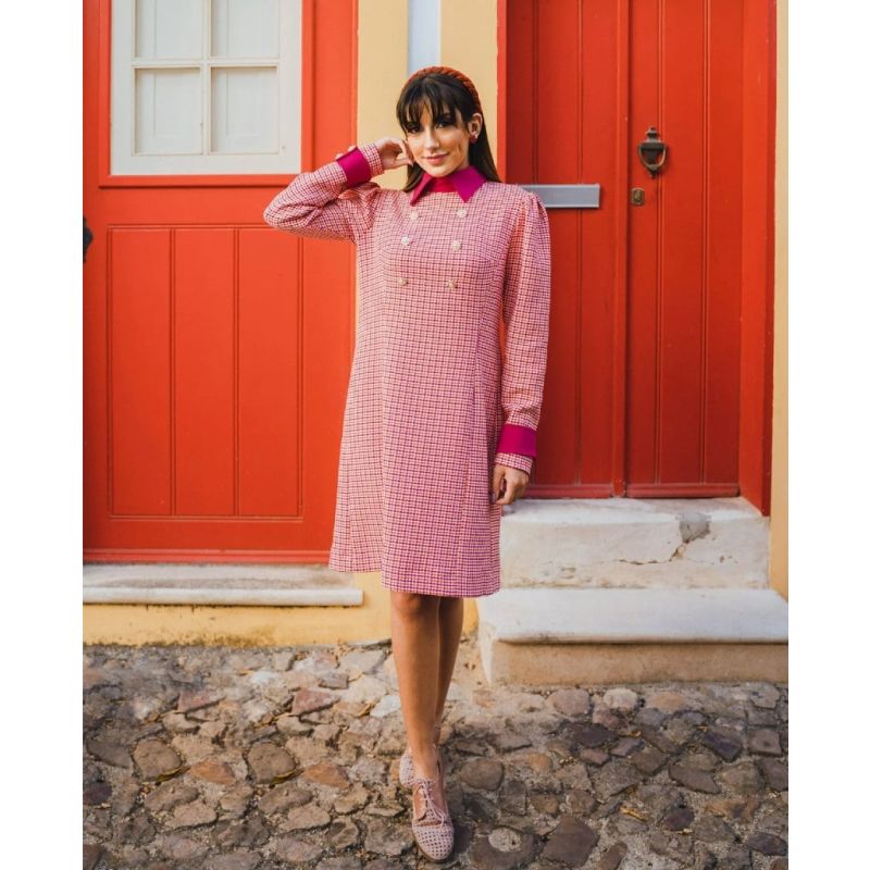 DáLia - Pink & White Dress With Classic Patterns image