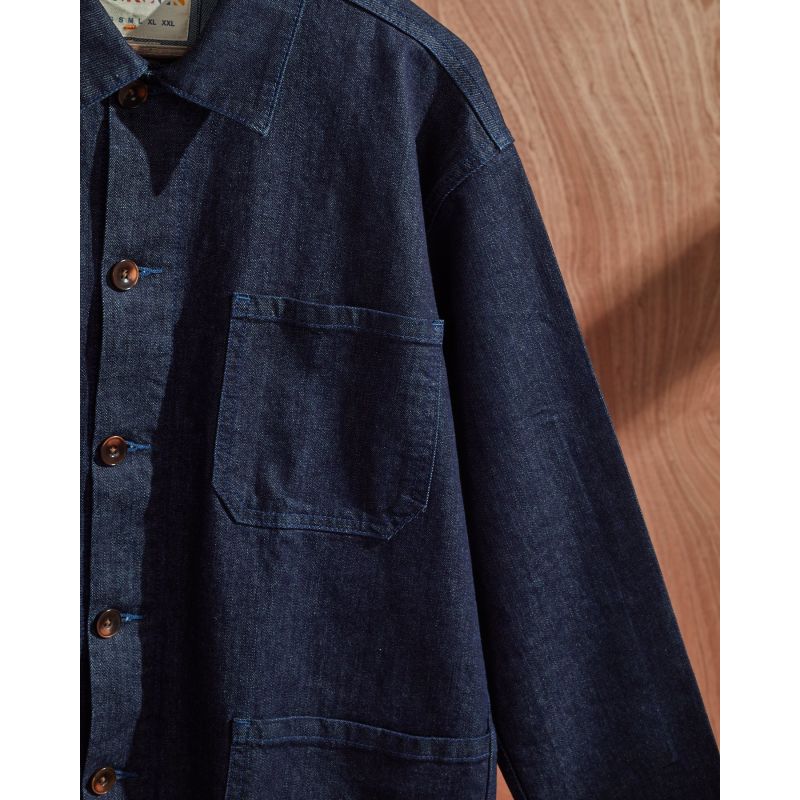 The 3001 Buttoned Overshirt - Indigo with Stretch image