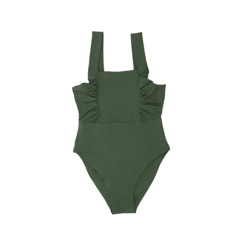 Saint Tropez Ruffled One-Piece Swimsuit In Seaweed Green image