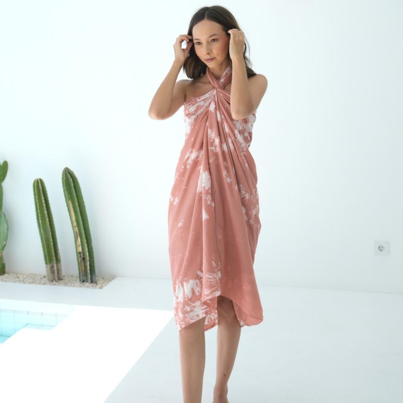 Martha Beach Hand Dyed Sarong In Pink image