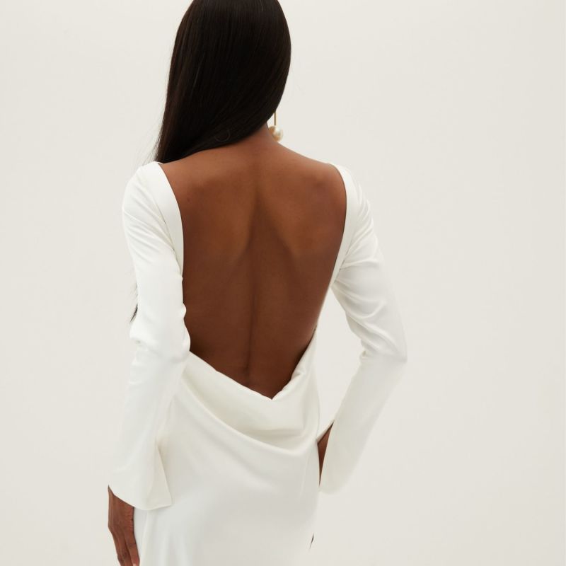 Dahlia Backless Bridal Satin Maxi Dress - Off-White image
