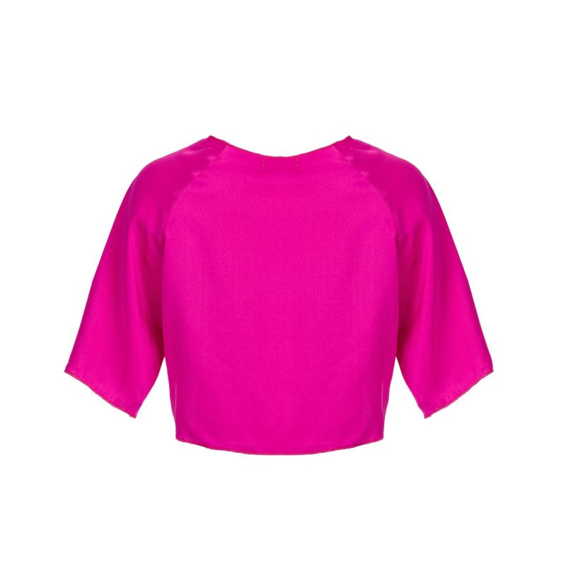Dahlia Silk Cropped Hot Pink Top image