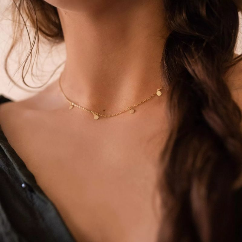 Gold disc choker necklace sale