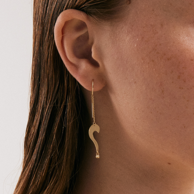 Q Mark Threader Gold Earrings image