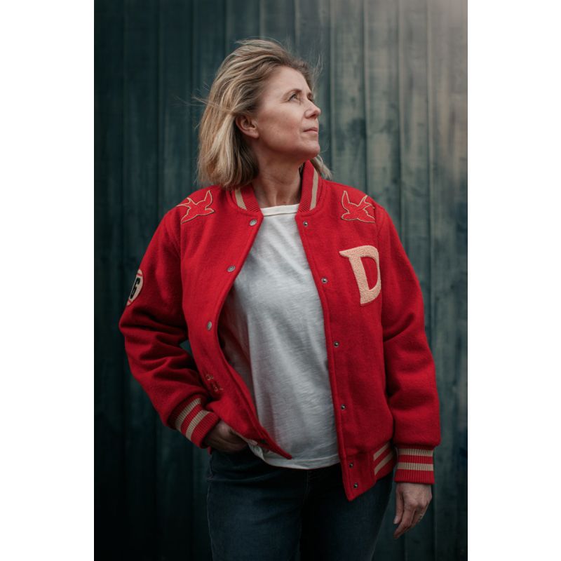 Damsons Nancy Baseball Jacket Vintage Red image