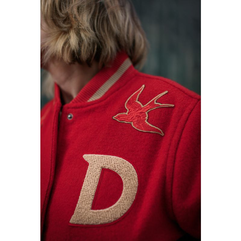 Damsons Nancy Baseball Jacket Vintage Red image