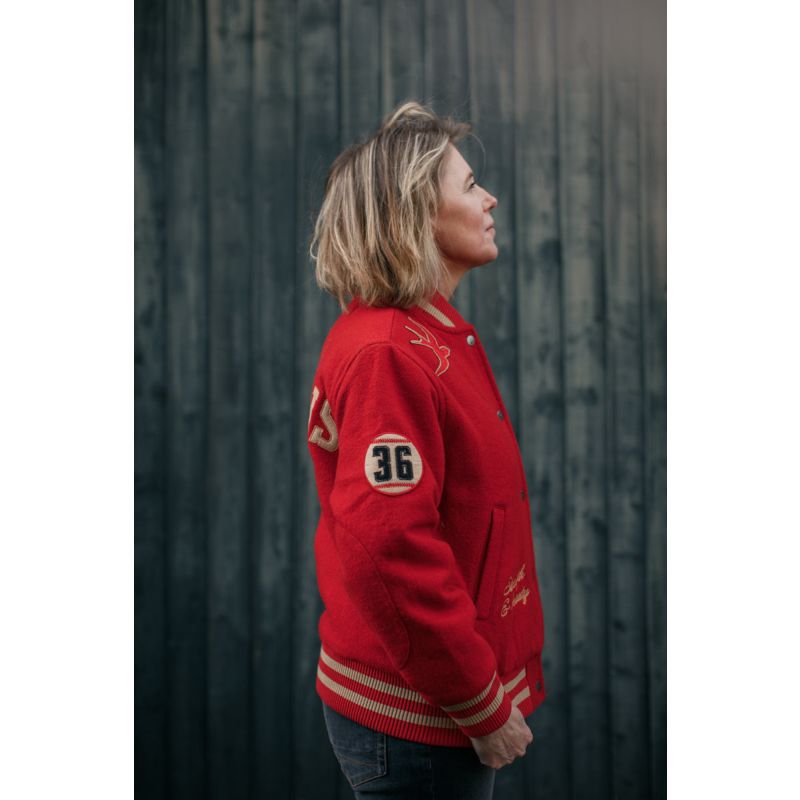 Damsons Nancy Baseball Jacket Vintage Red image