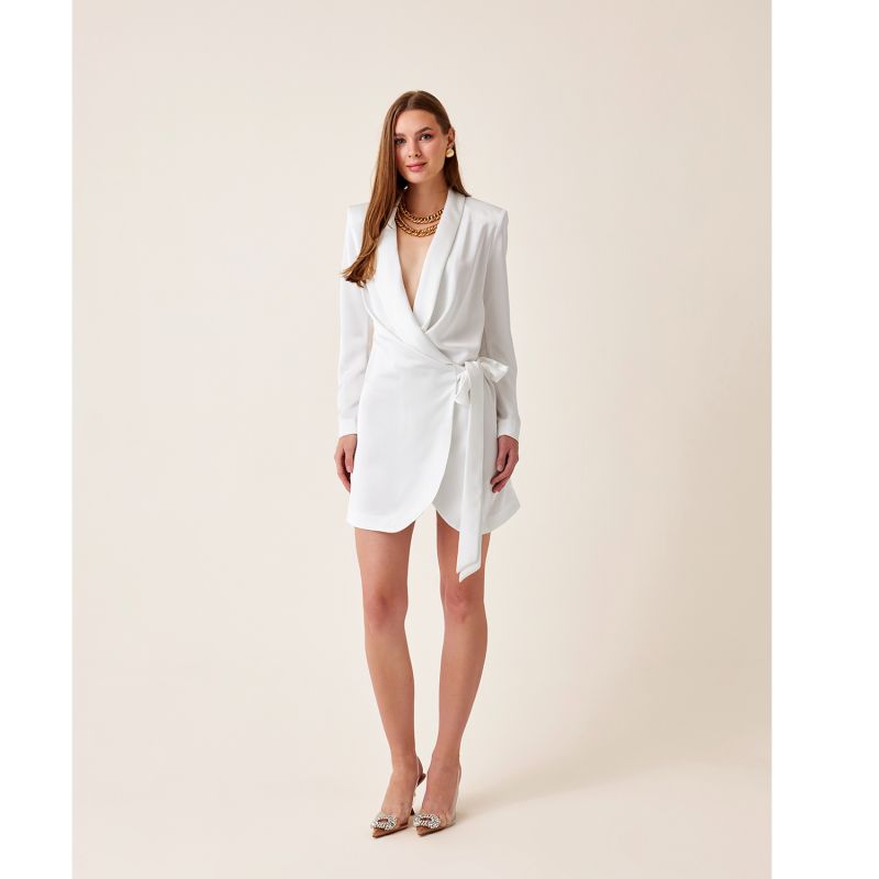 Danica Ecru White Satin Blazer Dress image