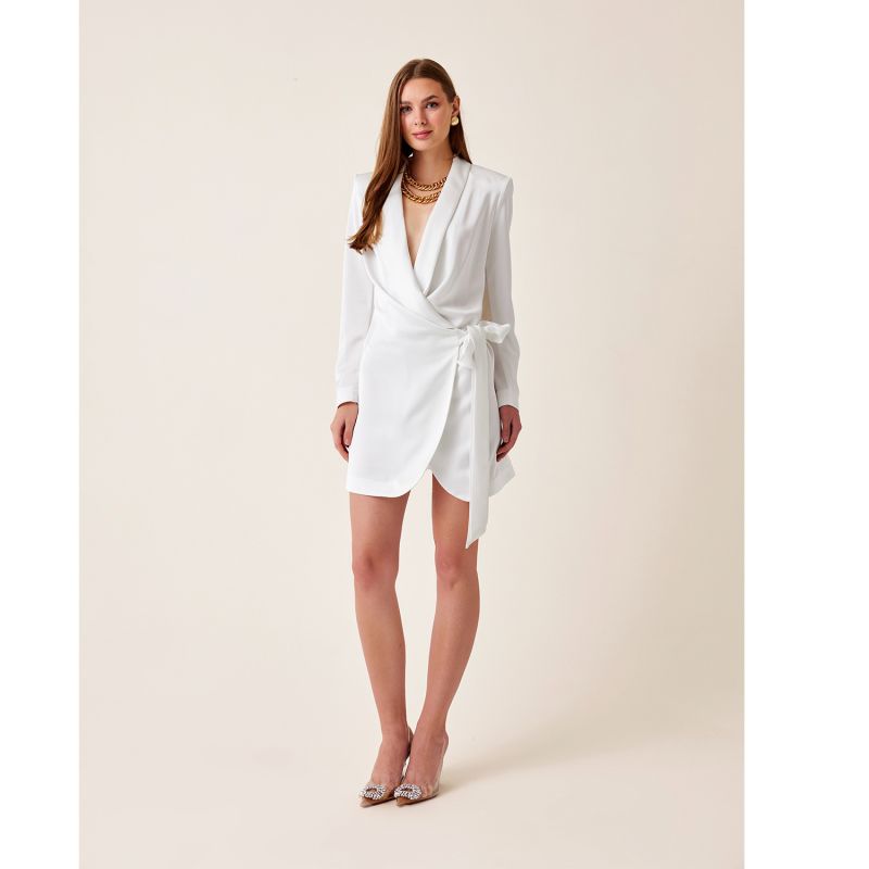 Danica Ecru White Satin Blazer Dress image