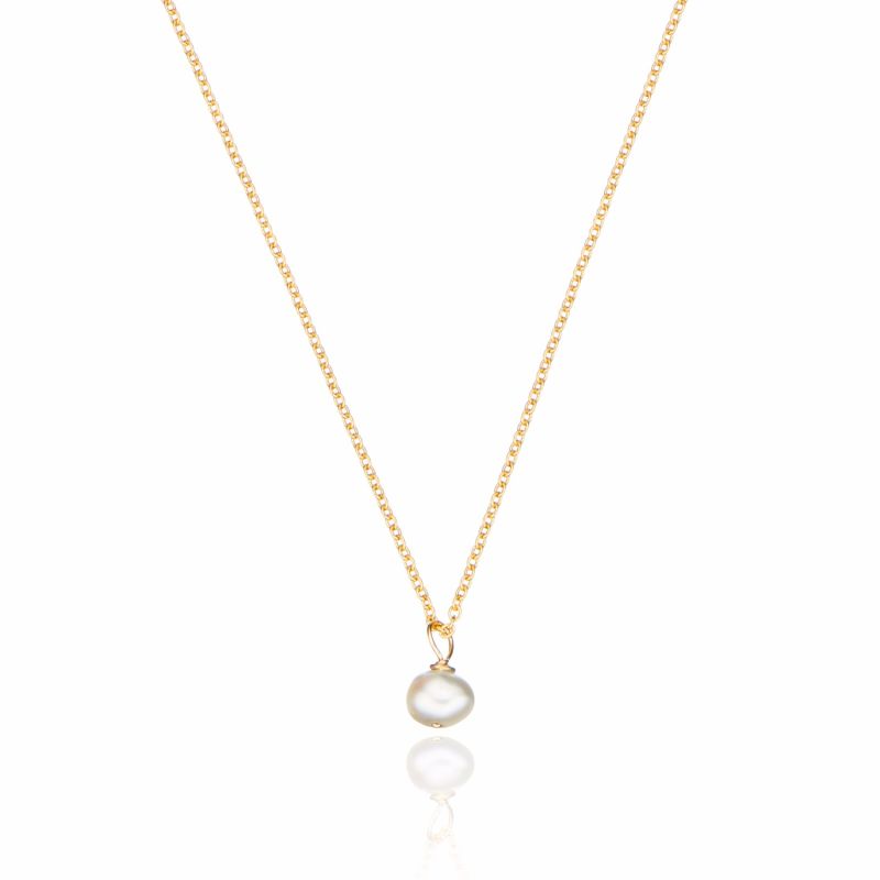 Gold Single Pearl Pendant Necklace image