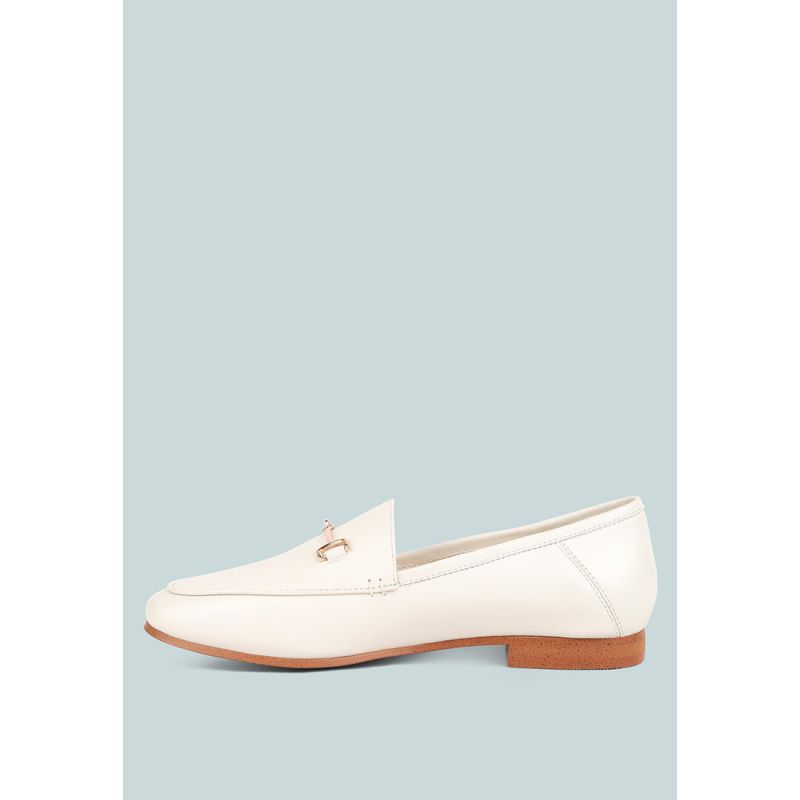 Dareth Horsebit Flat Heel Loafers In Off White image