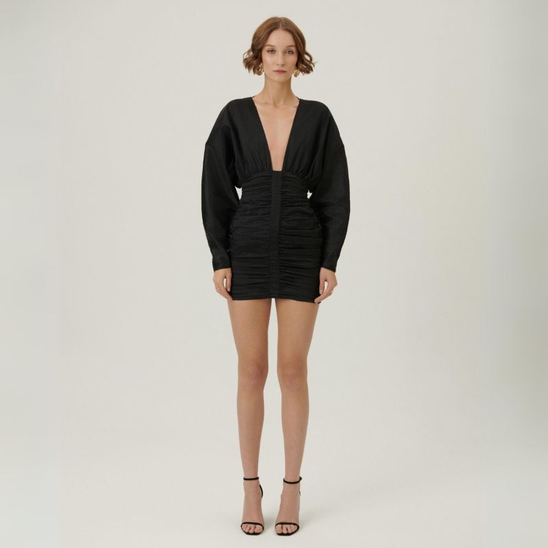 Dark Allure - Long Sleeve V Neck Mini Dress image