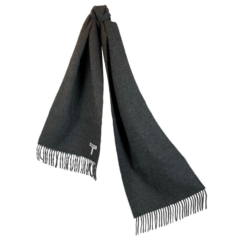 Dark Grey Baby Alpaca Fringed Scarf image