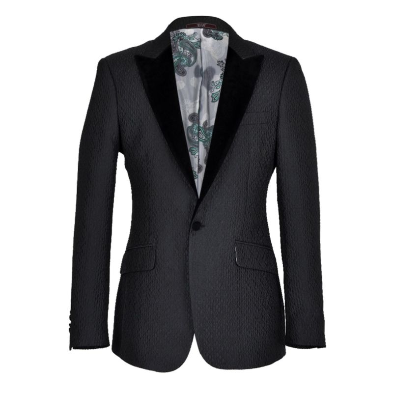 David Wej Signature Velvet Peak Lapel Blazer - Black image