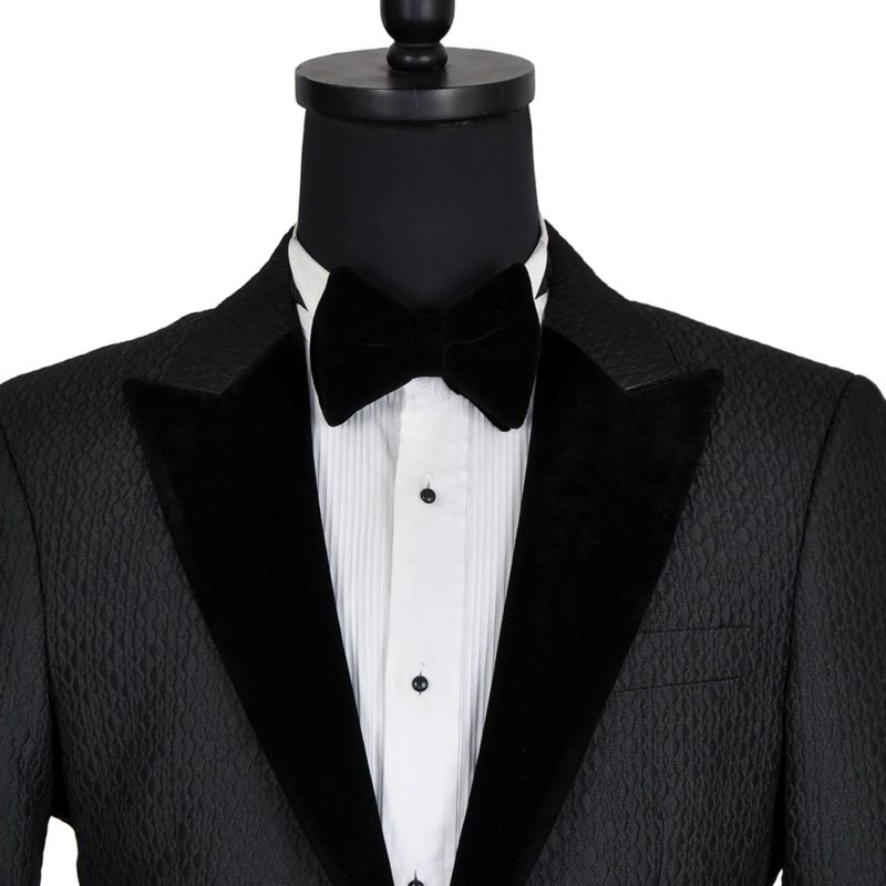 David Wej Signature Velvet Peak Lapel Blazer - Black image