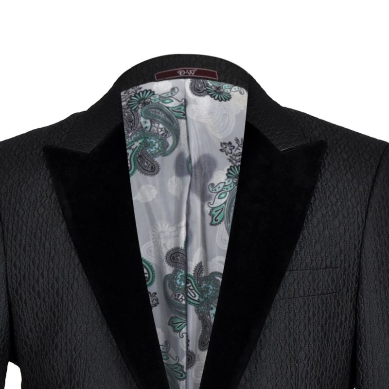 David Wej Signature Velvet Peak Lapel Blazer - Black image