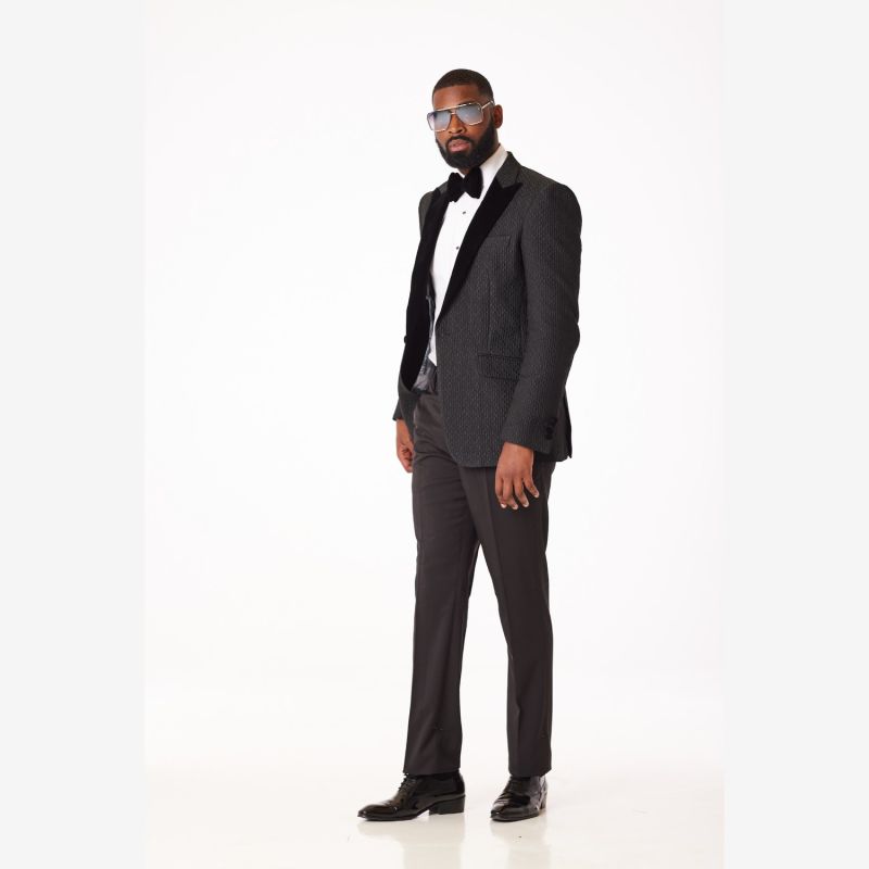 David Wej Signature Velvet Peak Lapel Blazer - Black image