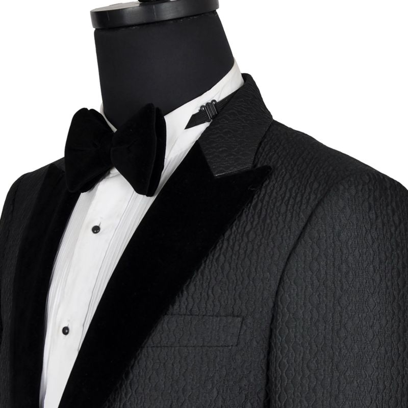 David Wej Signature Velvet Peak Lapel Blazer - Black image