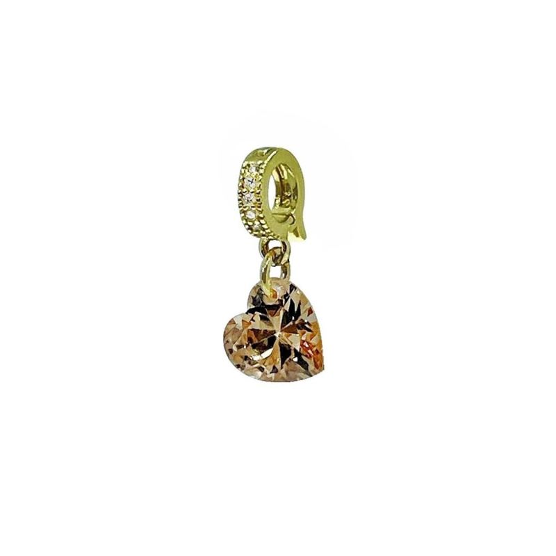 Dazzling Love Heart Zirconia Pendant -Champagne image