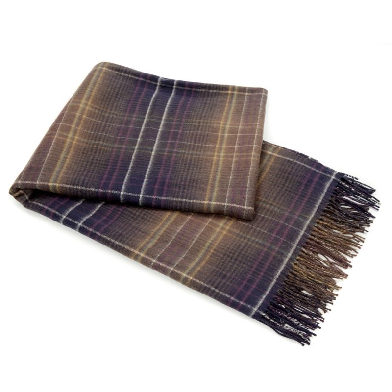 Cashmere Throw in Dark Purple, Navy and Mustard Plaid image