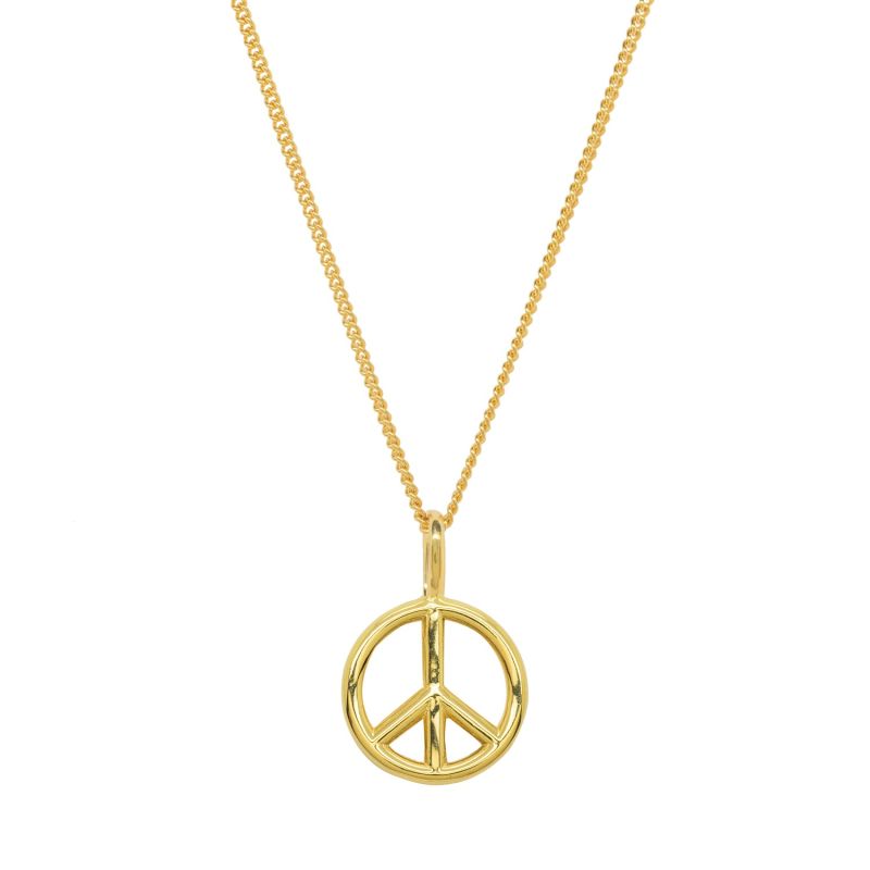 Peace Sign & Chain In Yellow Gold Plate image