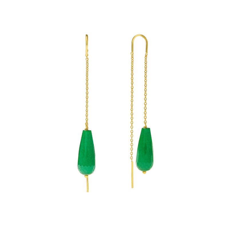 Lottie Green Jade Pull Through Chain Earrings image