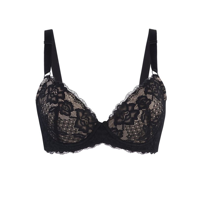 Black and Cream Lace La Vintage Plunge Bra – Fox and Rose Limited