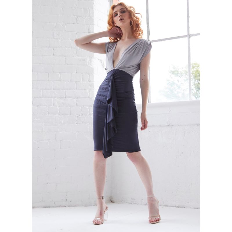 Deep plunge store midi dress