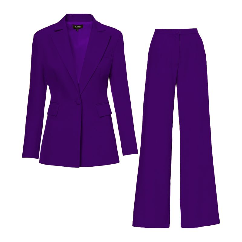 Deep Purple Suit With Slim Fit Blazer And Flared Trousers BLUZAT